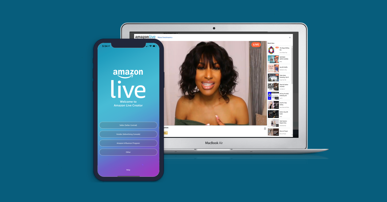 Streaming with Amazon Live is free and self-service through the Amazon Live Creator app.