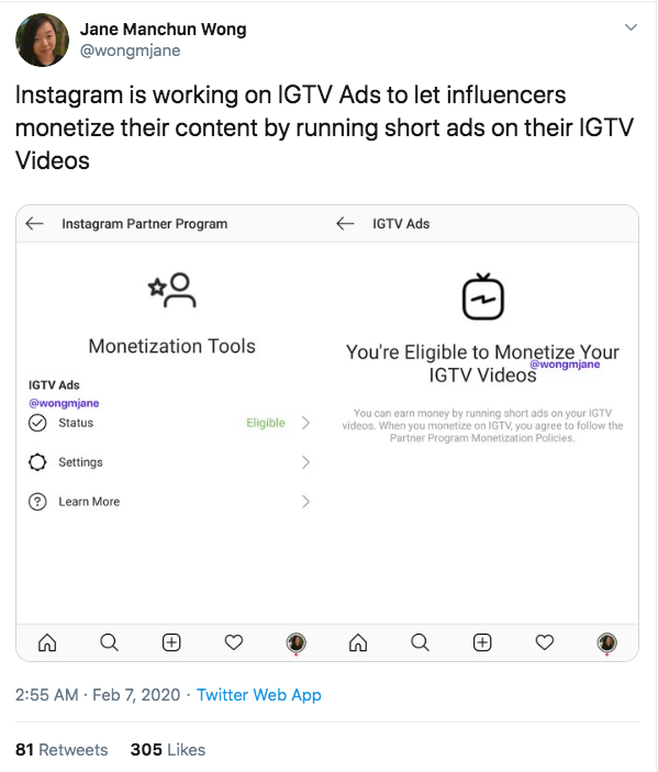 instagram test IGTV