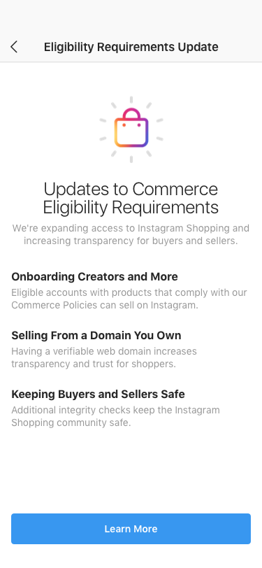 Screenshot - Commerce Eligibility Requirements